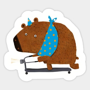 The fastest bear on a scooter Sticker